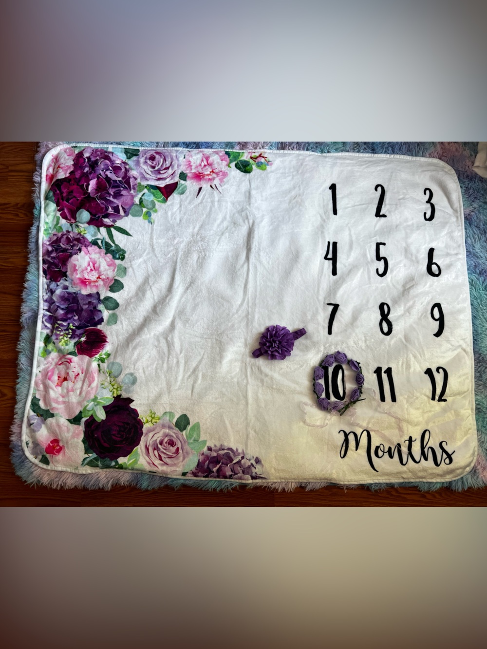 Baby Girls Floral Monthly Milestone Baby Blanket VGUC